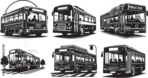 Public bus vector silhouette