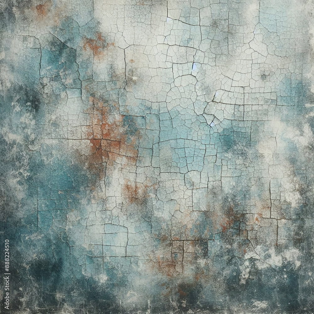 Obraz premium Aged Elegance: Textured Blue Paint Decay