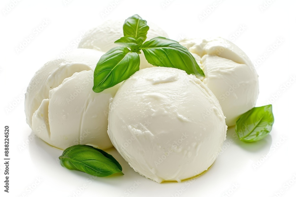 White background separates mozzarella soft Italian cheese White background separates mozzarella soft Italian cheese