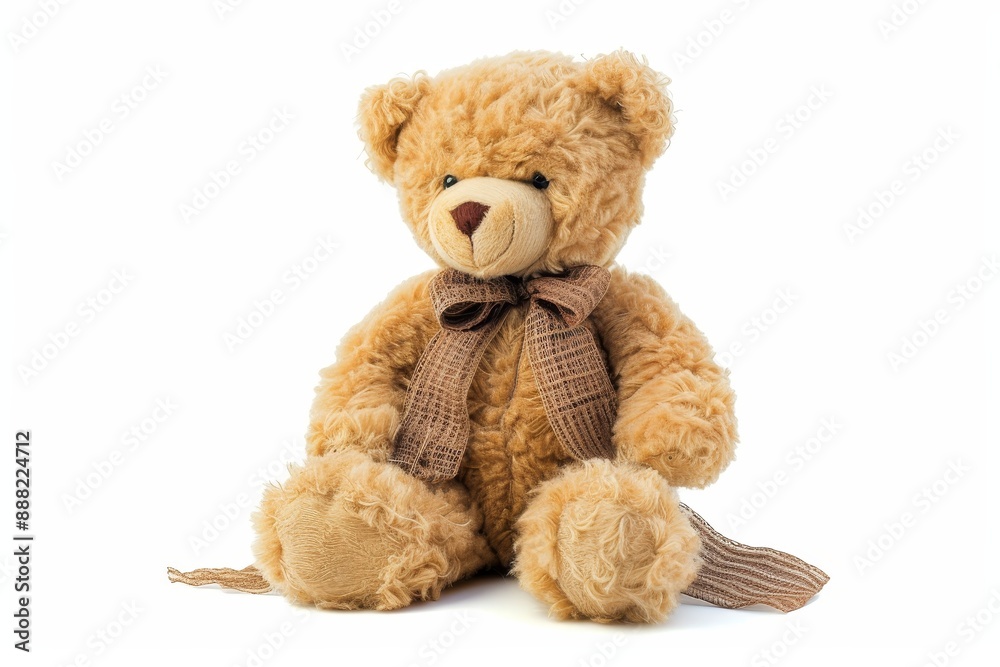 Fototapeta premium White background with an adorable Teddy bear alone