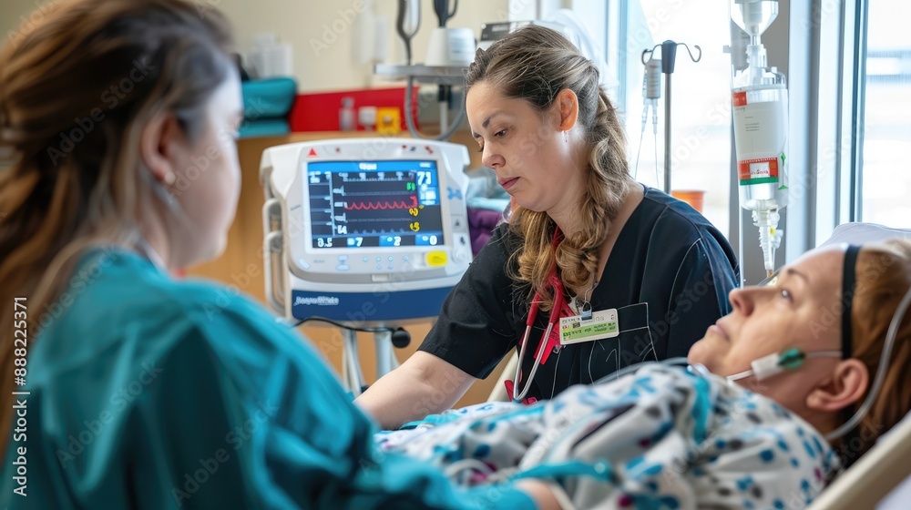 A nurse checking a patient's vital signs