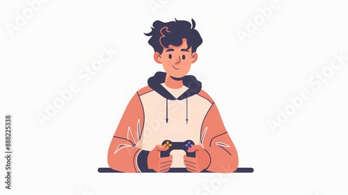 Young Man Playing Video Games with a Controller