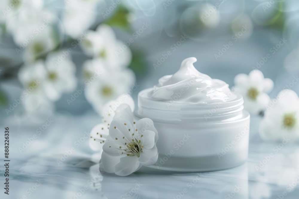 White moisturizer cream with a creamy texture for skincare beauty White moisturizer cream with a creamy texture for skincare beauty