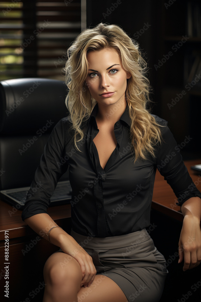 Confident businesswoman in black suit Confident businesswoman in black suit