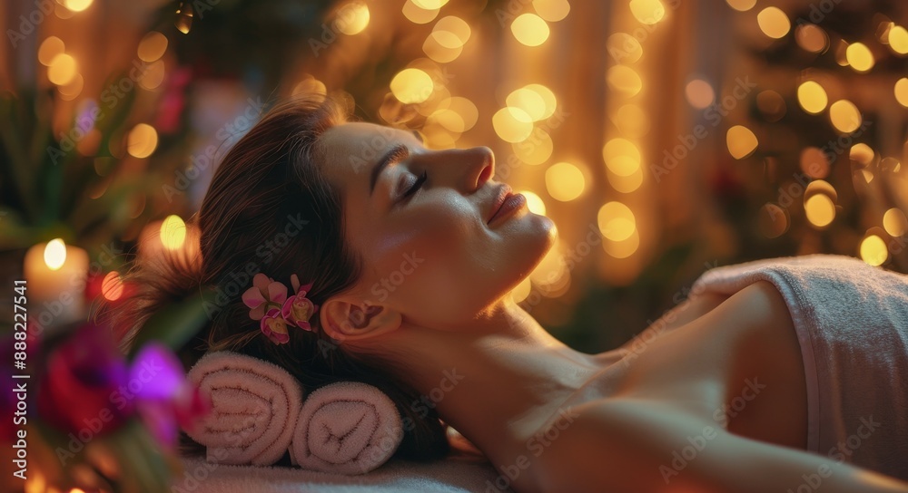 Woman receiving a spa body massage treatment Woman receiving a spa body massage treatment