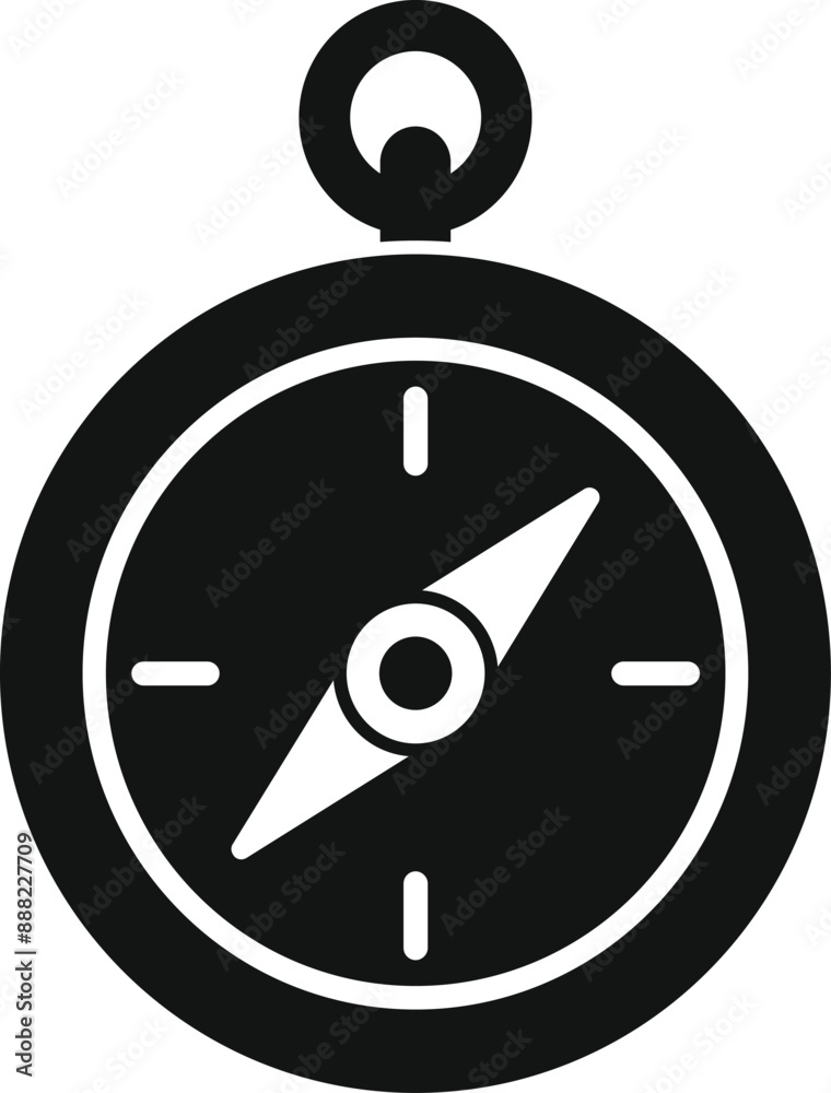 Black compass pointing north indicating the direction to follow Black compass pointing north indicating the direction to follow