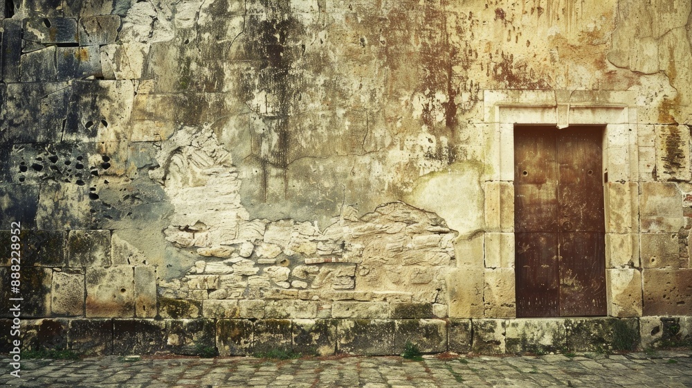 Obraz premium Vintage fortress wall background with text space