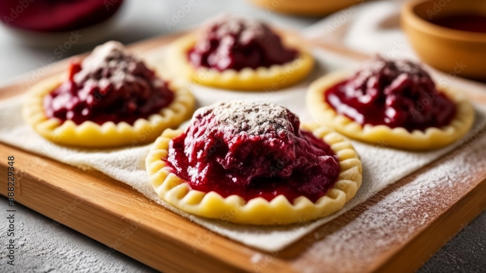 Deliciously baked pastries with a sweet filling ready to be savored Deliciously baked pastries with a sweet filling ready to be savored