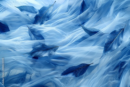 Wallpaper Mural Abstract digital art with flowing blue and white waves, symbolizing fluidity and motion. Torontodigital.ca