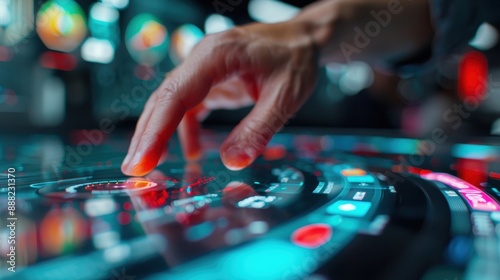 A hand interacts with a futuristic digital touchscreen panel, showcasing advanced technology and the seamless interface design of modern interactive systems.