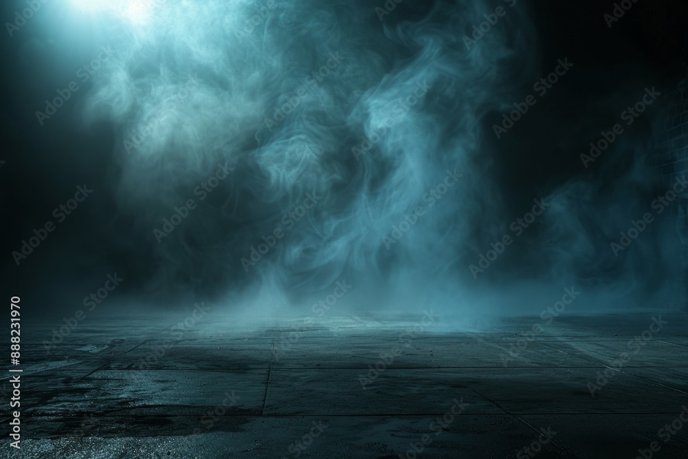 Empty dark room and street with concrete and asphalt neon light smoke and spotlight Empty dark room and street with concrete and asphalt neon light smoke and spotlight