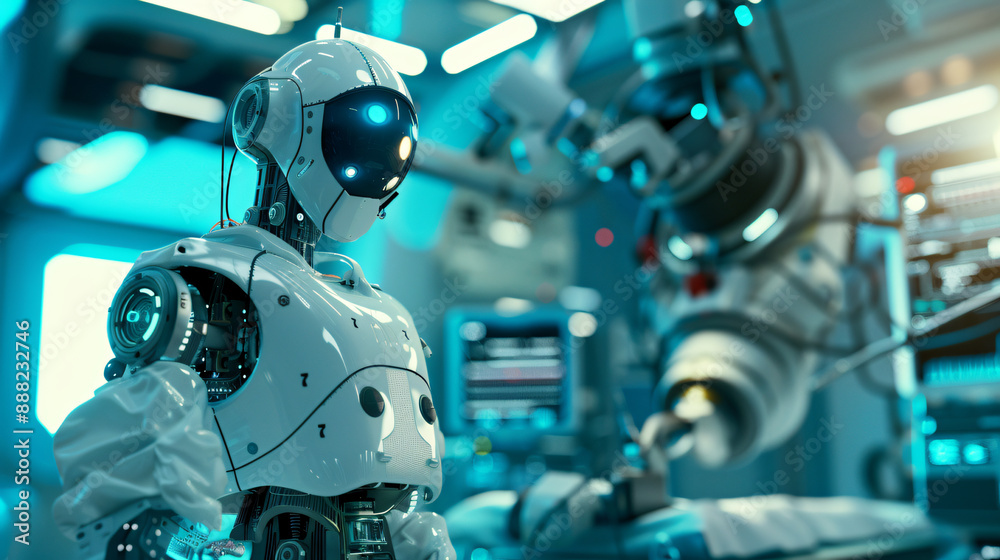 Fototapeta premium Futuristic Robot in a Medical Setting
