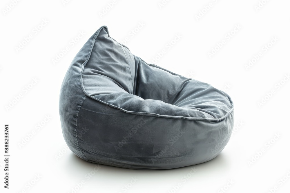 New soft gray beanbag in side view on white background