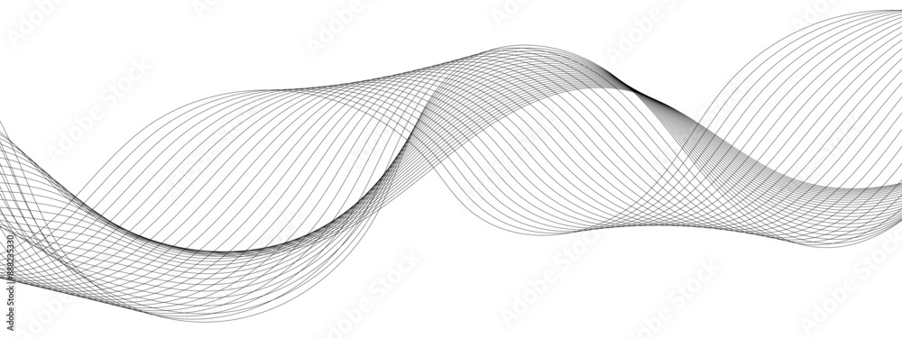 Fototapeta premium Digital futuristic technology concept banner background. Wave business curve lines on transparent background. Abstract wavy ocean line and future technology, business, voice, sound, music, poster, ban