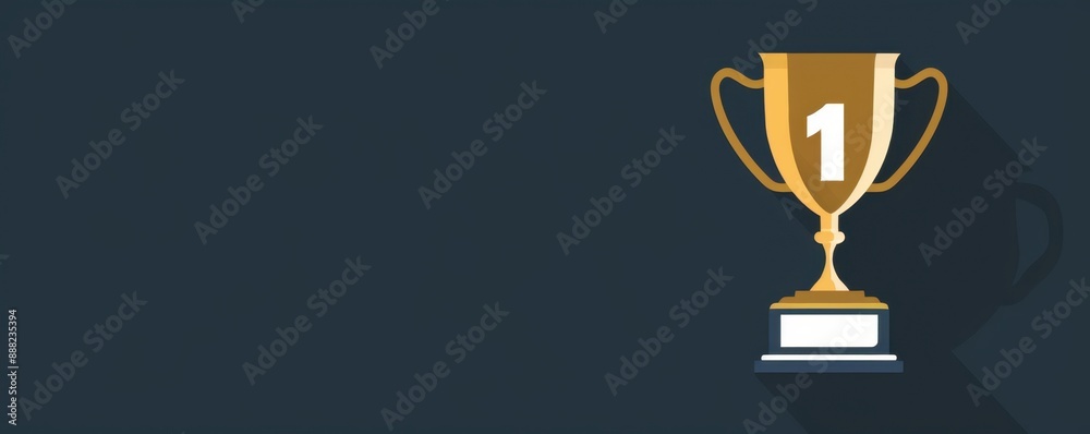 A shiny trophy with the number one on it, on a dark blue background, in a banner design Generative AI A shiny trophy with the number one on it, on a dark blue background, in a banner design Generative AI