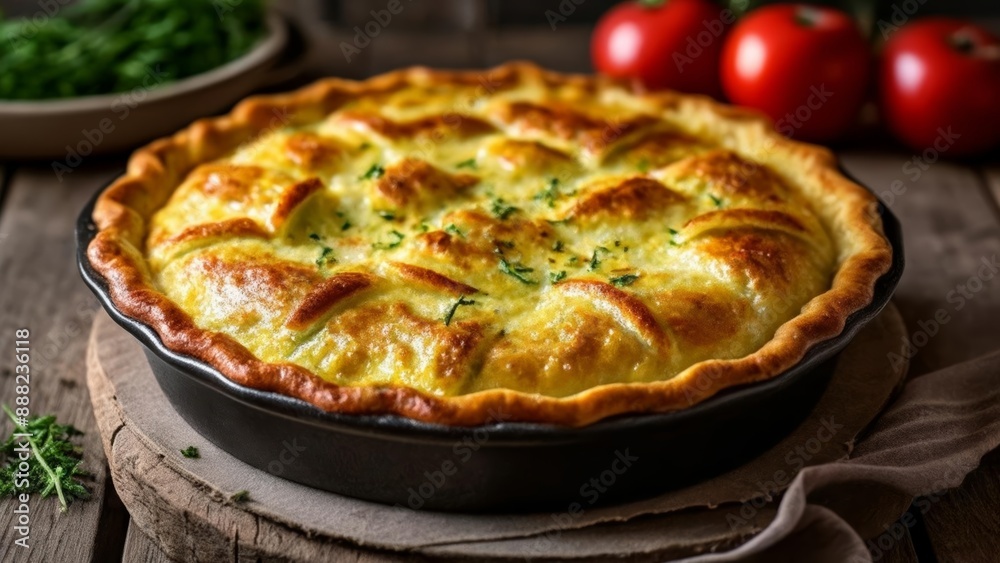 Deliciously baked quiche ready to be savored Deliciously baked quiche ready to be savored