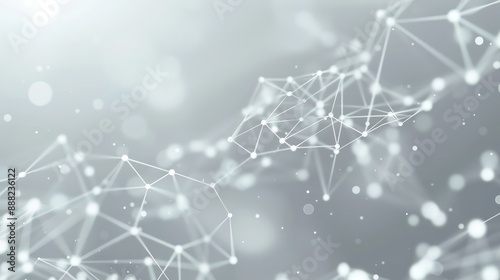 Light gray dots connected by white shimmering lines on a dove gray canvas, text area clearly marked in upper center