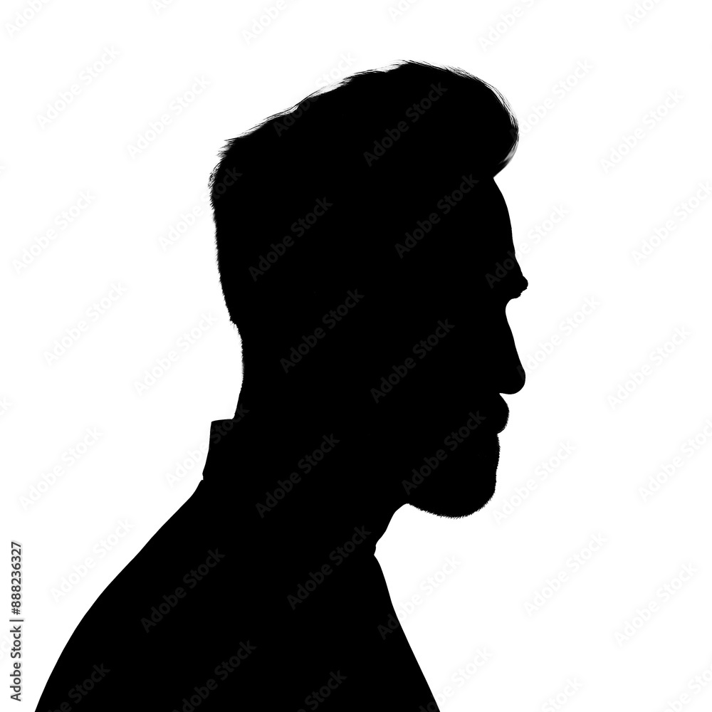 Silhouette of an adult man. Male avatar. Icon for social networks. Profile portrait. Silhouette isolated on white Silhouette of an adult man. Male avatar. Icon for social networks. Profile portrait. Silhouette isolated on white