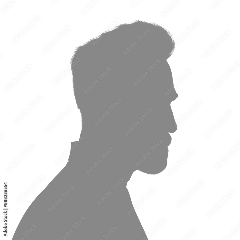 Silhouette of an adult man. Male avatar. Icon for social networks. Profile portrait. Gray silhouette isolated on white Silhouette of an adult man. Male avatar. Icon for social networks. Profile portrait. Gray silhouette isolated on white