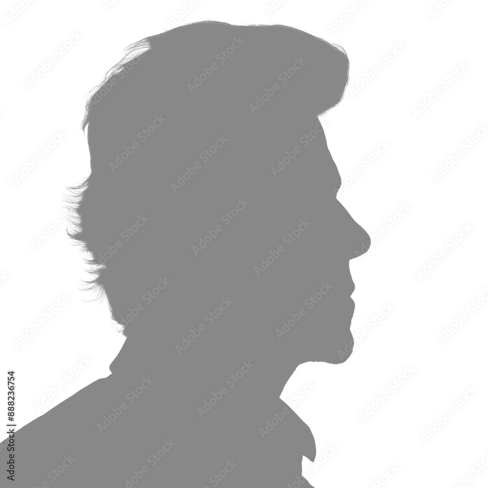 Silhouette of an adult man. Male avatar for social networks. Profile portrait. Gray silhouette isolated on white Silhouette of an adult man. Male avatar for social networks. Profile portrait. Gray silhouette isolated on white
