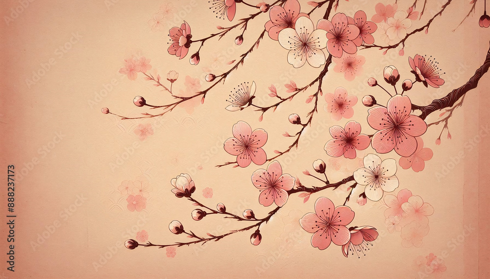 Spring’s Arrival: Stylized Cherry Blossom Branches