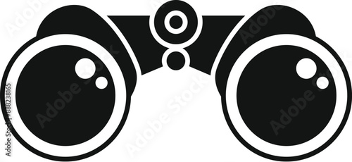 Simple black binoculars icon, representing the concept of searching and finding
