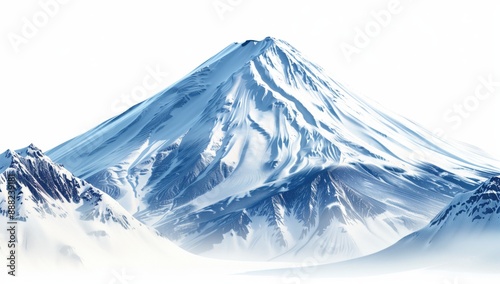 A breathtaking image featuring a snow-capped mountain peak under clear blue skies, surrounded by a serene landscape, perfect for themes related to nature and tranquility.