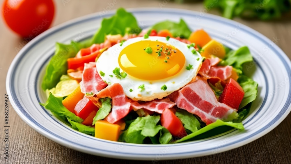 Fresh Salad with Poached Egg and Bacon Fresh Salad with Poached Egg and Bacon