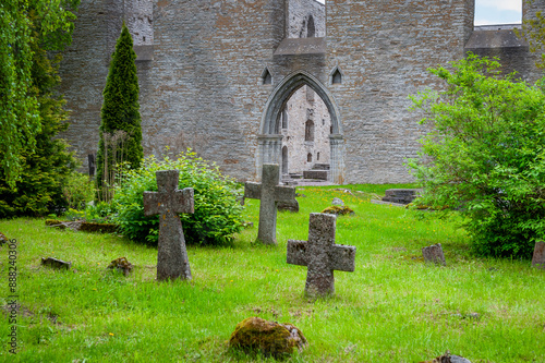 Canvastavla Old stone crosses on old monastery cemetery