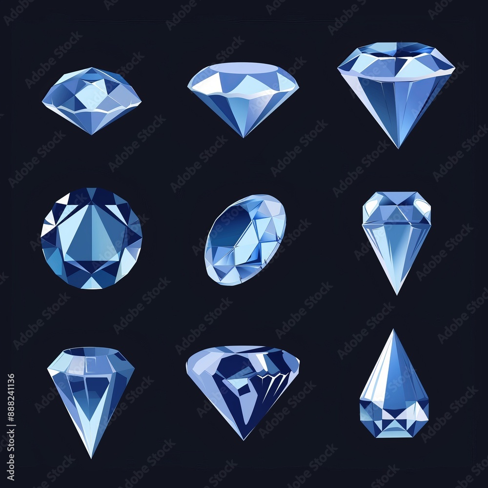 Collection of Various Cut Blue Diamonds and Gemstones Collection of Various Cut Blue Diamonds and Gemstones