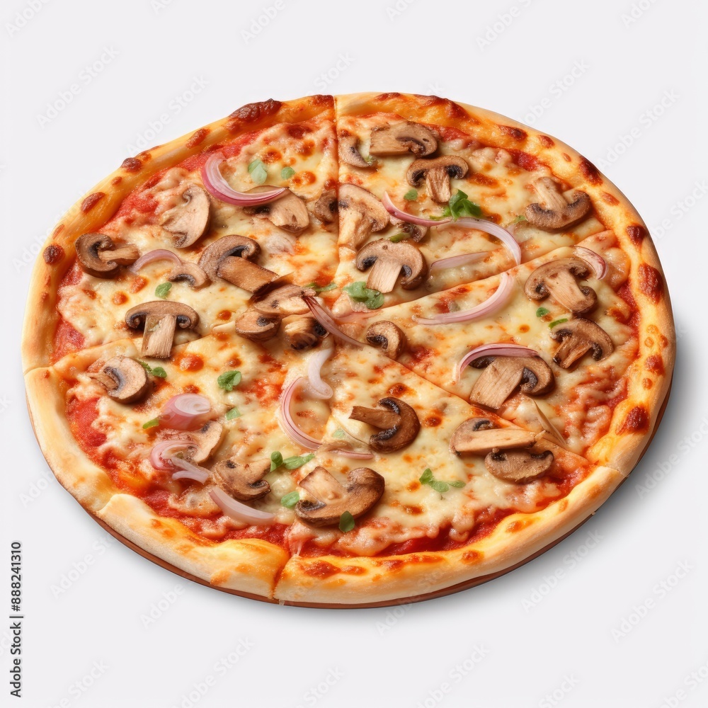 pizza with mushrooms, isolated on white background pizza with mushrooms, isolated on white background