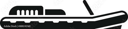 Simple icon of a motor inflatable boat floating on water surface