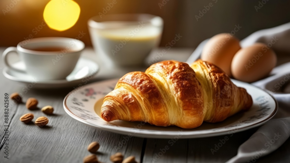 Deliciously flaky croissant a perfect morning treat Deliciously flaky croissant a perfect morning treat
