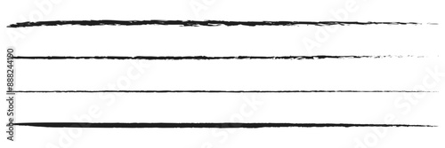 Straight line vector brush strokes. Black hand drawn stripes, smears. Chinese or Japanese calligraphy brushstrokes set. 