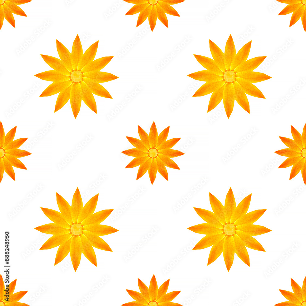 seamless summer pattern: small and big orange flowers against white seamless summer pattern: small and big orange flowers against white