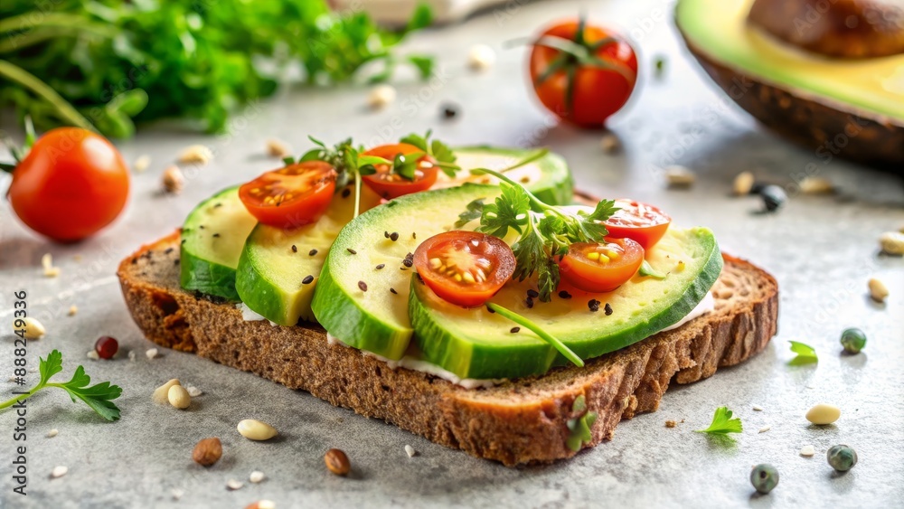 Avocado Tomato Toast with Parsley and Sesame Seeds, avocado toast, healthy food, breakfast, lunch Avocado Tomato Toast with Parsley and Sesame Seeds, avocado toast, healthy food, breakfast, lunch
