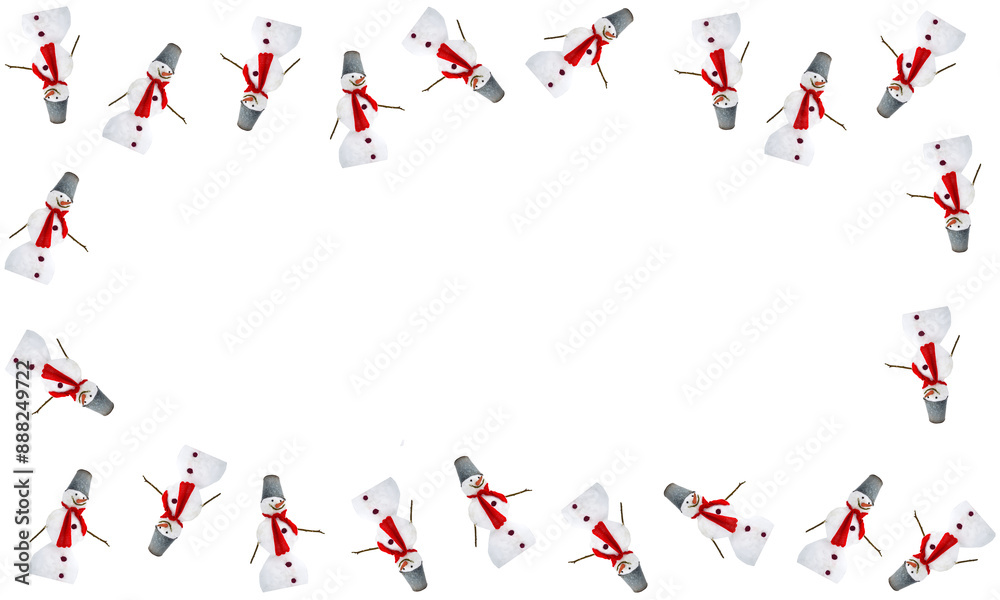 Minimalist gift wrapping paper pattern. Christmas, winter theme. A snowman with a red knitted scarf, a bucket on his head, a carrot nose. Dynamic composition, repetition. Image manipulation. PNG Minimalist gift wrapping paper pattern. Christmas, winter theme. A snowman with a red knitted scarf, a bucket on his head, a carrot nose. Dynamic composition, repetition. Image manipulation. PNG
