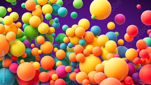 Colorful rainbow gradient matte soft balls in different sizes. Many abstract bright multicolored flying balloons or spheres for kids zone, children's playroom or party decoration. Vector illustration