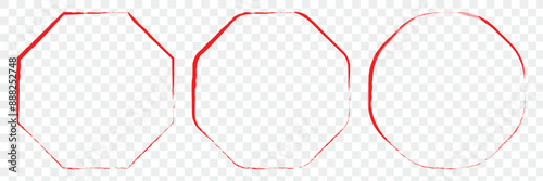 Red brush frames. Brush frame vector set. 3 set of red brush frame.