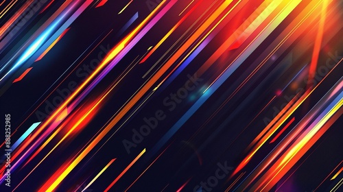 Abstract Diagonal Lines In Bright Colors On A Dark Background