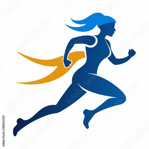 A vector logo lady running