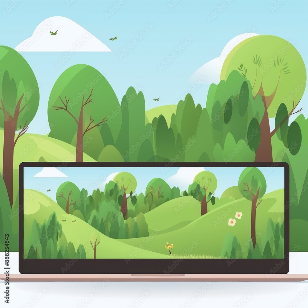 Fototapeta premium Serene Natural Background for Zoom Meetings and Video Calls with Abundant Greenery