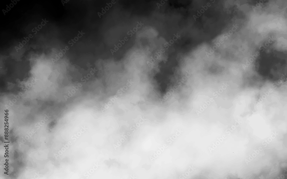 Fototapeta premium White smoke cloud with overlay effect on transparent black background. Realistic border with fog vector illustration of smoky mist or toxic vapor on floor. Meteorological phenomenon or condensation.