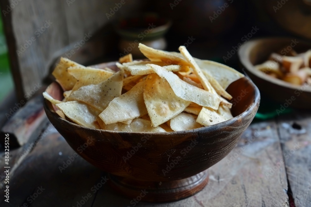 Delicious cassava chips stimulate the appetite Delicious cassava chips stimulate the appetite