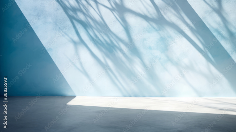A light background with shadows on the wall for product presentations A light background with shadows on the wall for product presentations