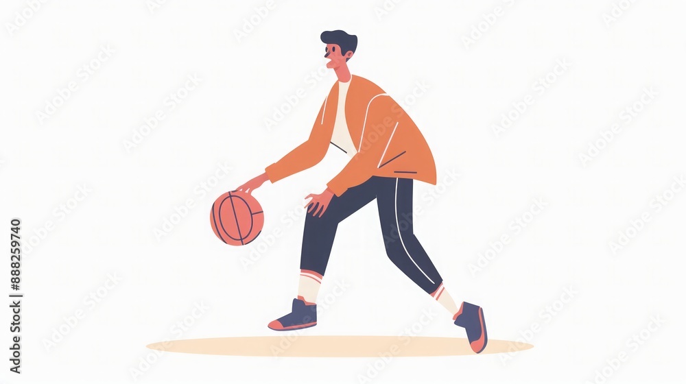 Obraz premium Basketball Player Dribbling Illustration - Sport, Game, Athlete