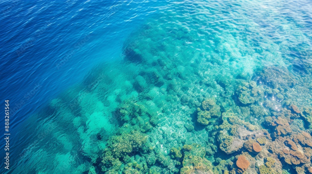 An aerial view of crystal clear water in a tropical sea or lake An aerial view of crystal clear water in a tropical sea or lake