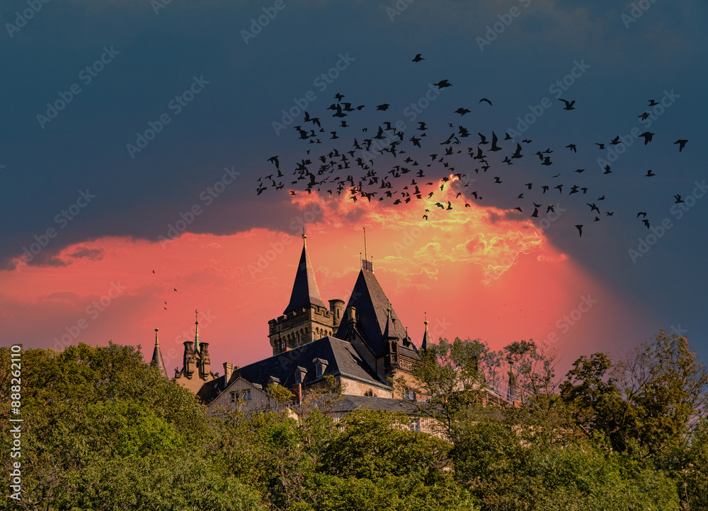 Wernigerode Castle , Germany. Wernigerode Castle in the Harz mountains, Germany
