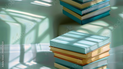Back to School Background with Simple Stack of Tiny Books with Soft Shadows, Perfect for Educational Themes