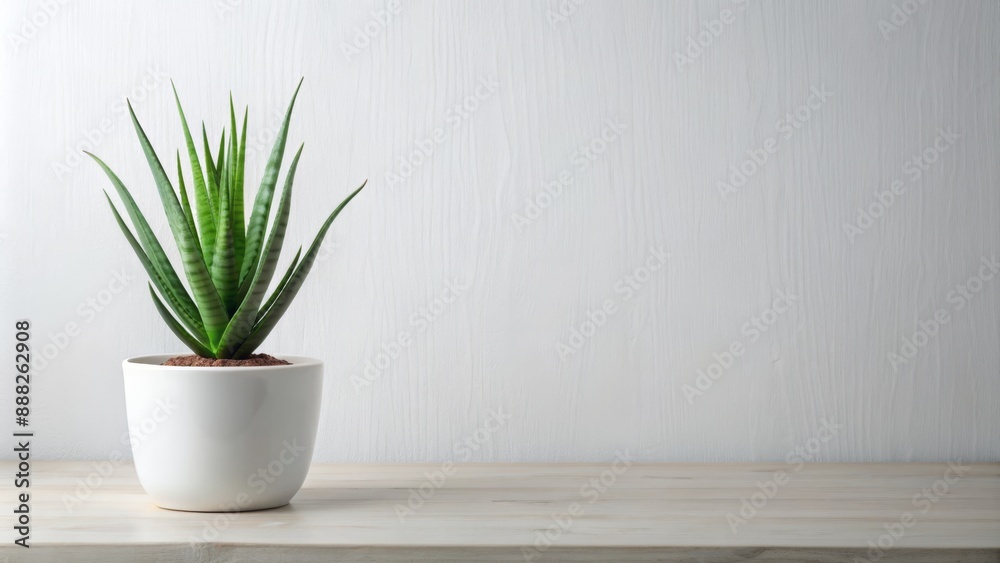 Simple Green Plant in White Pot on Wooden Table, plant, minimal, white, green Simple Green Plant in White Pot on Wooden Table, plant, minimal, white, green